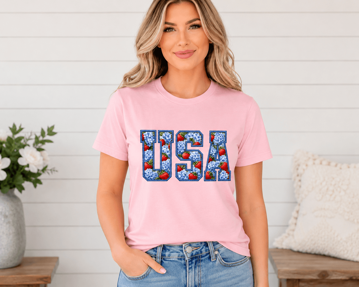 USA fruit and flowers graphic tee thumbnail 2